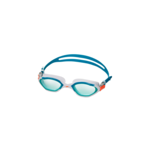 White Speedo Googles with Blue Strap and Clear Blue Lenses