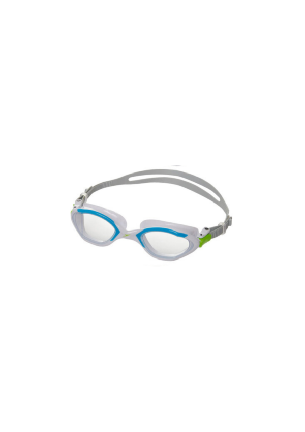 White Speedo Adult Goggles with Clear Lenses & Light Grey Strap